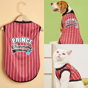 Dog Clothing Net Vertical Striped Vest, Football Basketball Pet World Cup Pet Clothing Supplies Dog Clothes